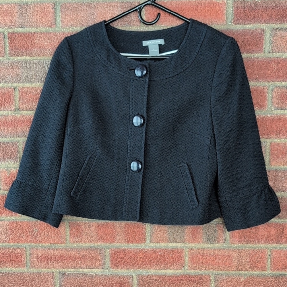 Ann Taylor Navy Blue Textured Blazer, Size 2